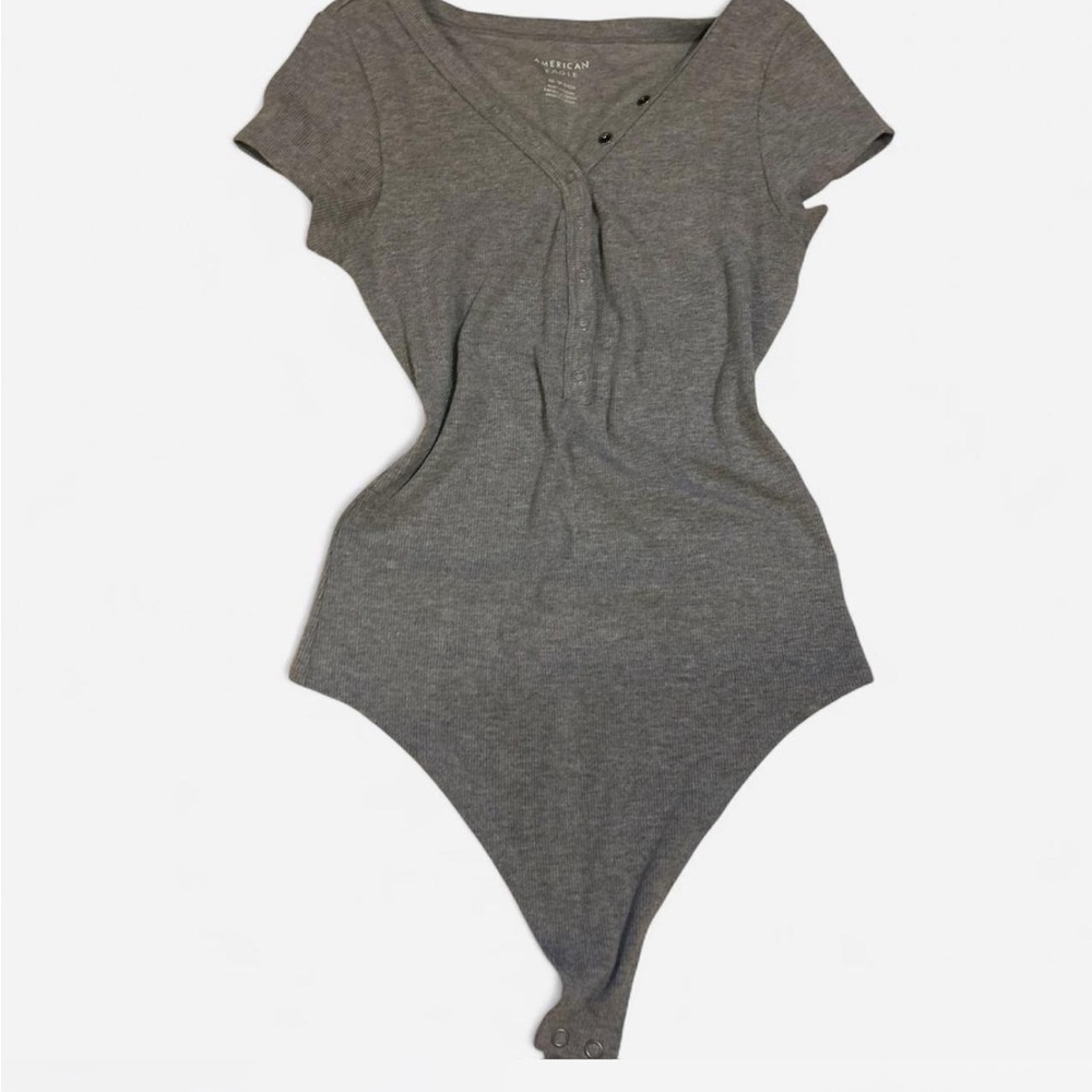 American Eagle Outfitters Charcoal Ribbed Bodysuit